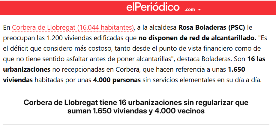 Imagen que representa el reconocimiento institucional del problema de las urbanizaciones en Corbera