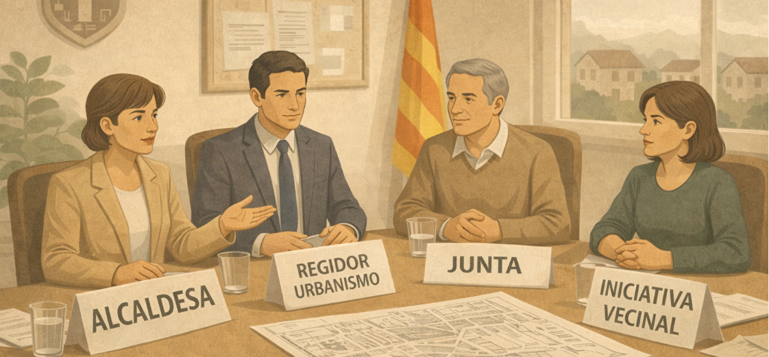 Ilustración de la reunión en el Ayuntamiento